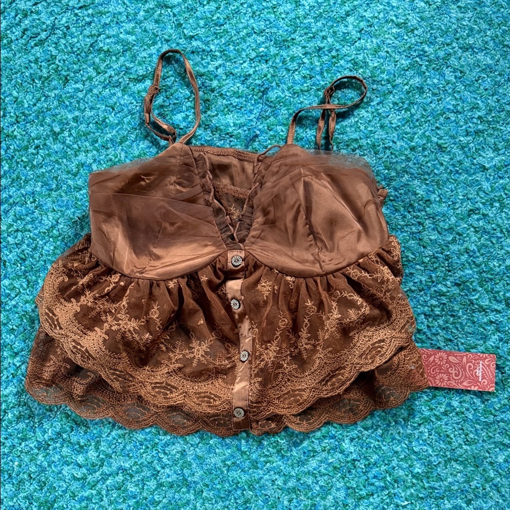 NEW Lace-Trim Satin camisole style top